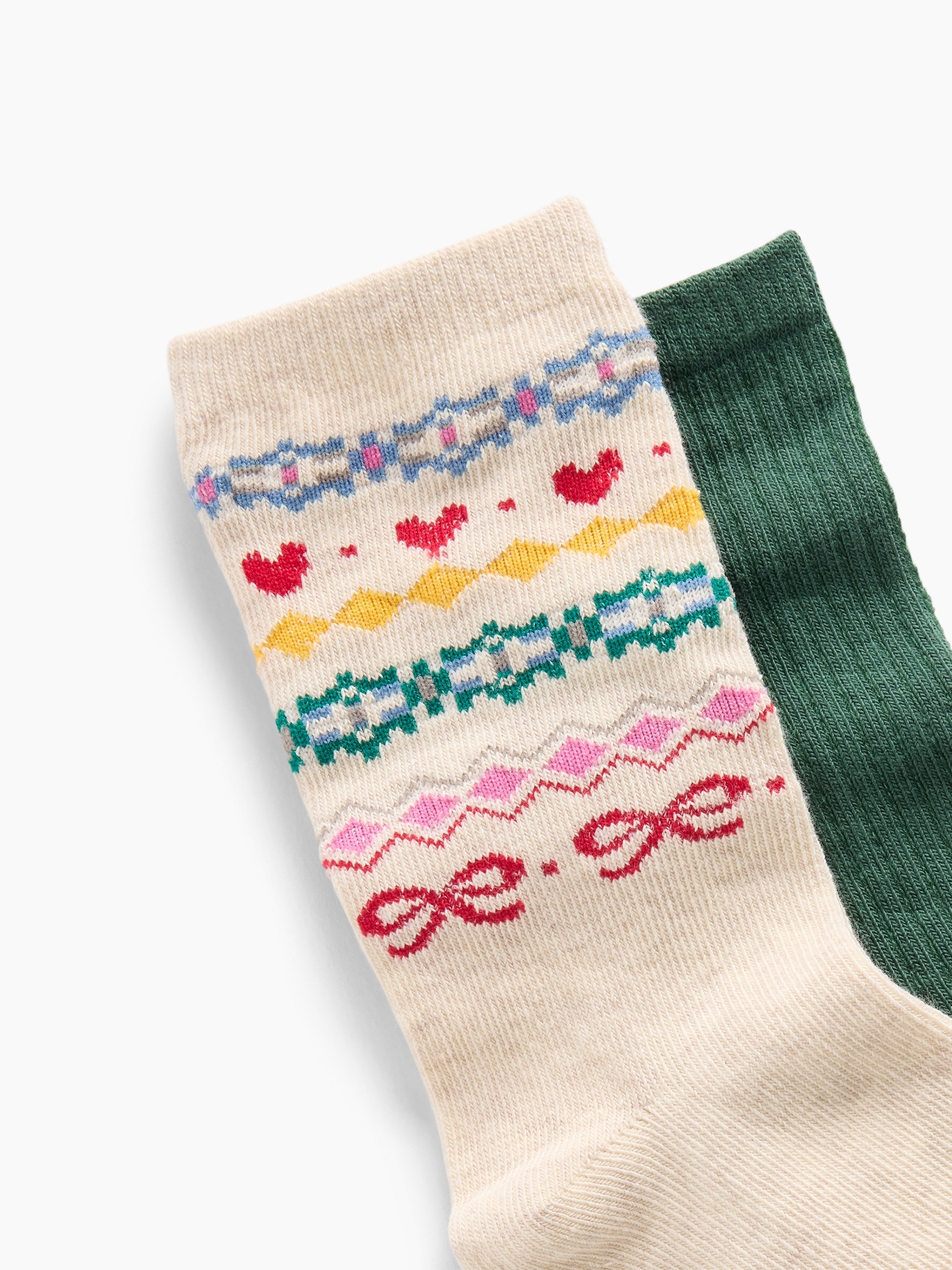 Детские носки Gap Fair Isle и рубчик, набор из 2 пар, цвет: Разноцветный зелёный — фото 2