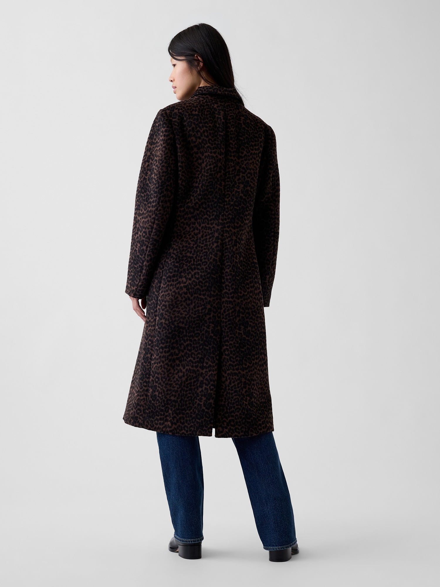 Женское пальто Gap Wool-Blend Leopard, цвет: Коричневый леопардовый с принтом — фото 3