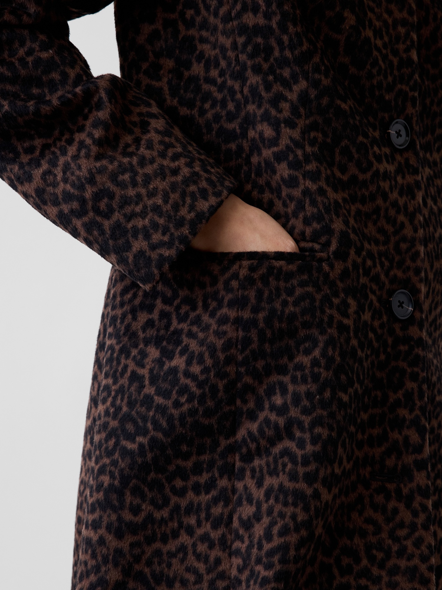 Женское пальто Gap Wool-Blend Leopard, цвет: Коричневый леопардовый с принтом — фото 5