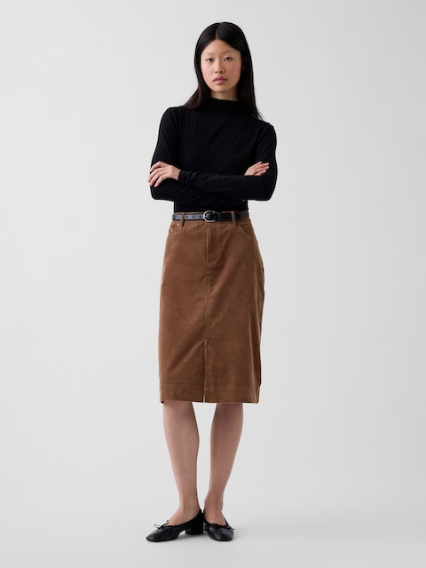 Corduroy Knee-Length Skirt