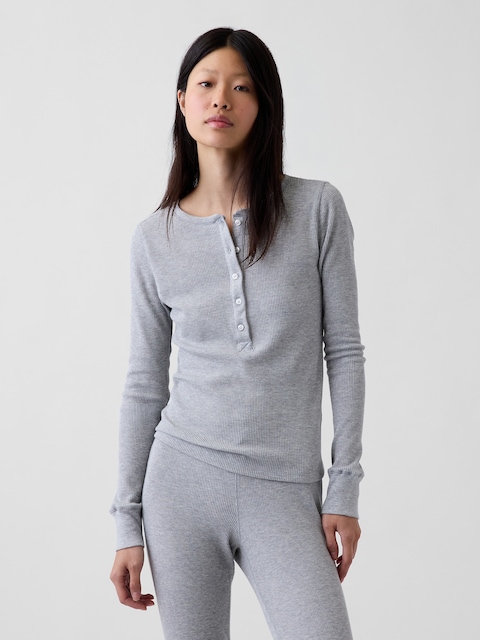 Waffle Henley PJ Top
