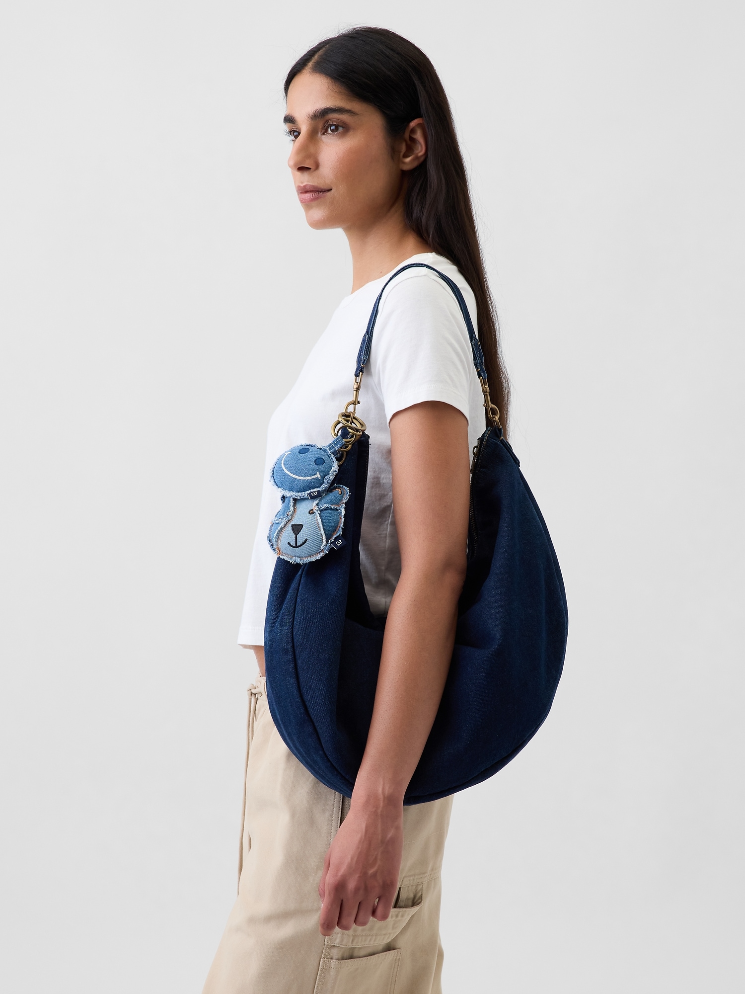 Женская сумка Gap Large Denim Crescent, цвет: Тёмная варка — фото 2