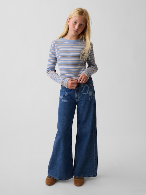 Kids Low Rise Laser-Print Baggy Jeans