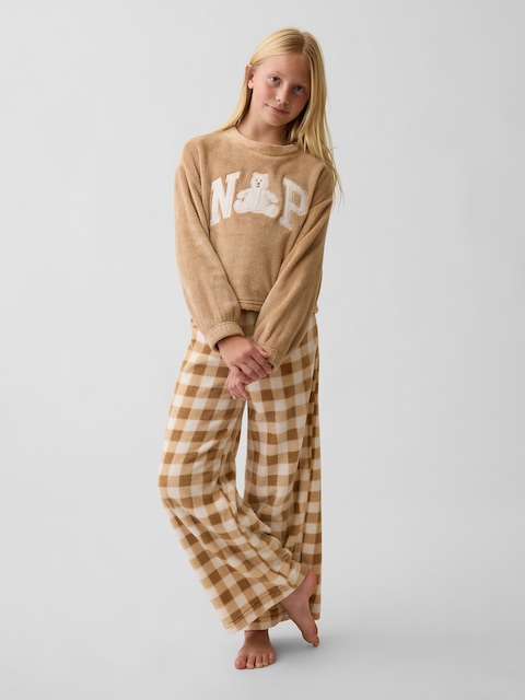 Kids Recycled Sherpa NAP Logo PJ Top