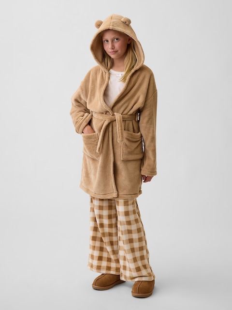 Kids Recycled Sherpa Brannan Bear Hooded Robe