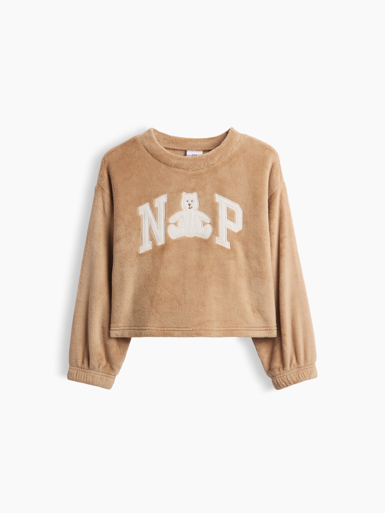 Детский пижамный верх Gap с логотипом Nap из переработанной шерпы, цвет: Коричневый — фото 2