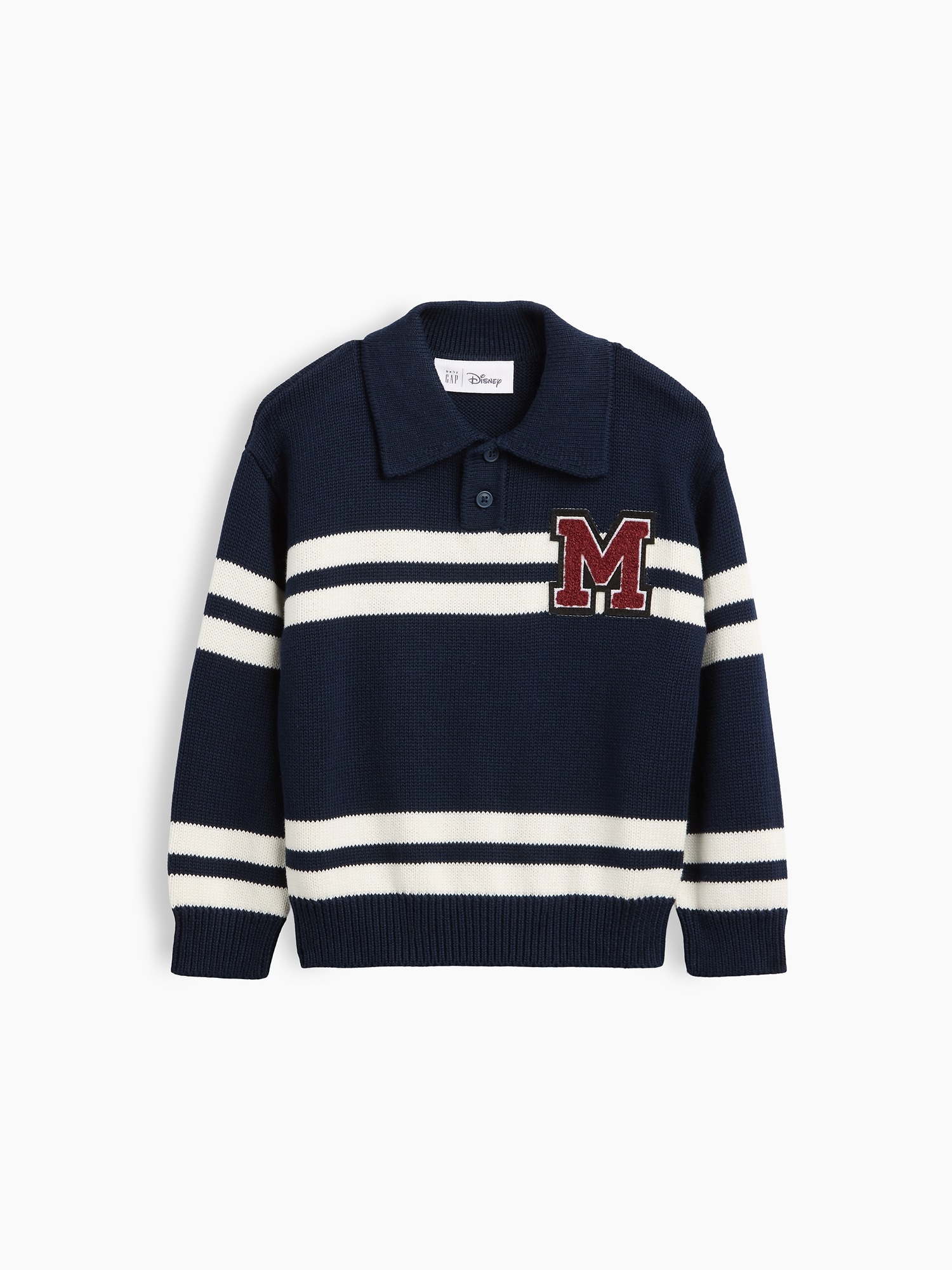 Детский свитер Gap × Disney Baby & Toddler Varsity Polo Sweater, цвет: Mickey Classic — фото 2