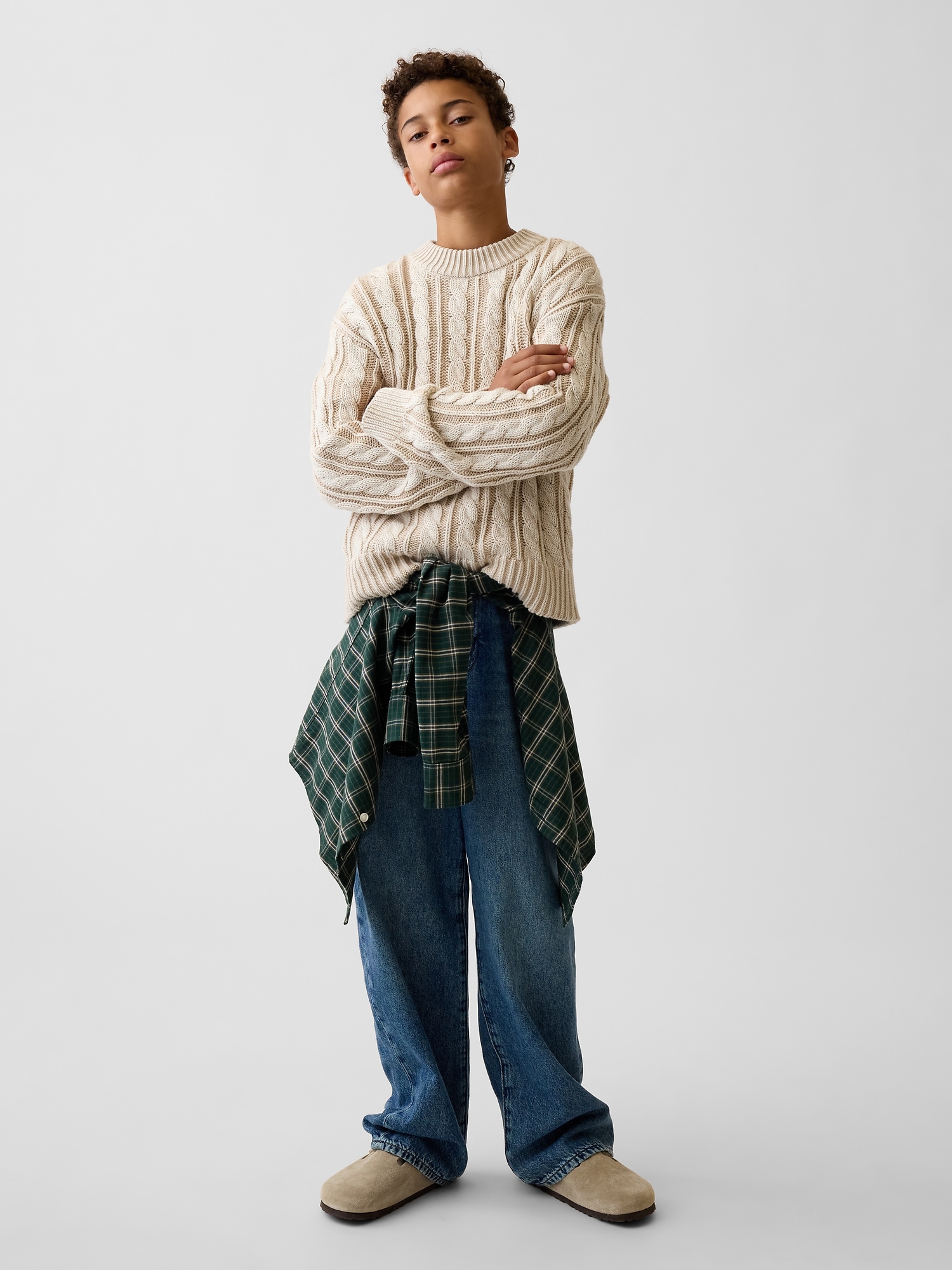Детский свитер Gap Cable-Knit, цвет: Берёзовый — фото 4