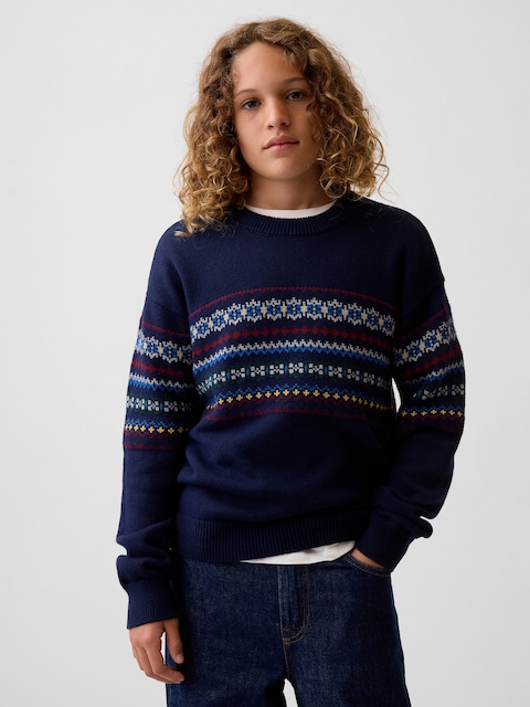 Kids 100% Cotton Relaxed Crew Sweater