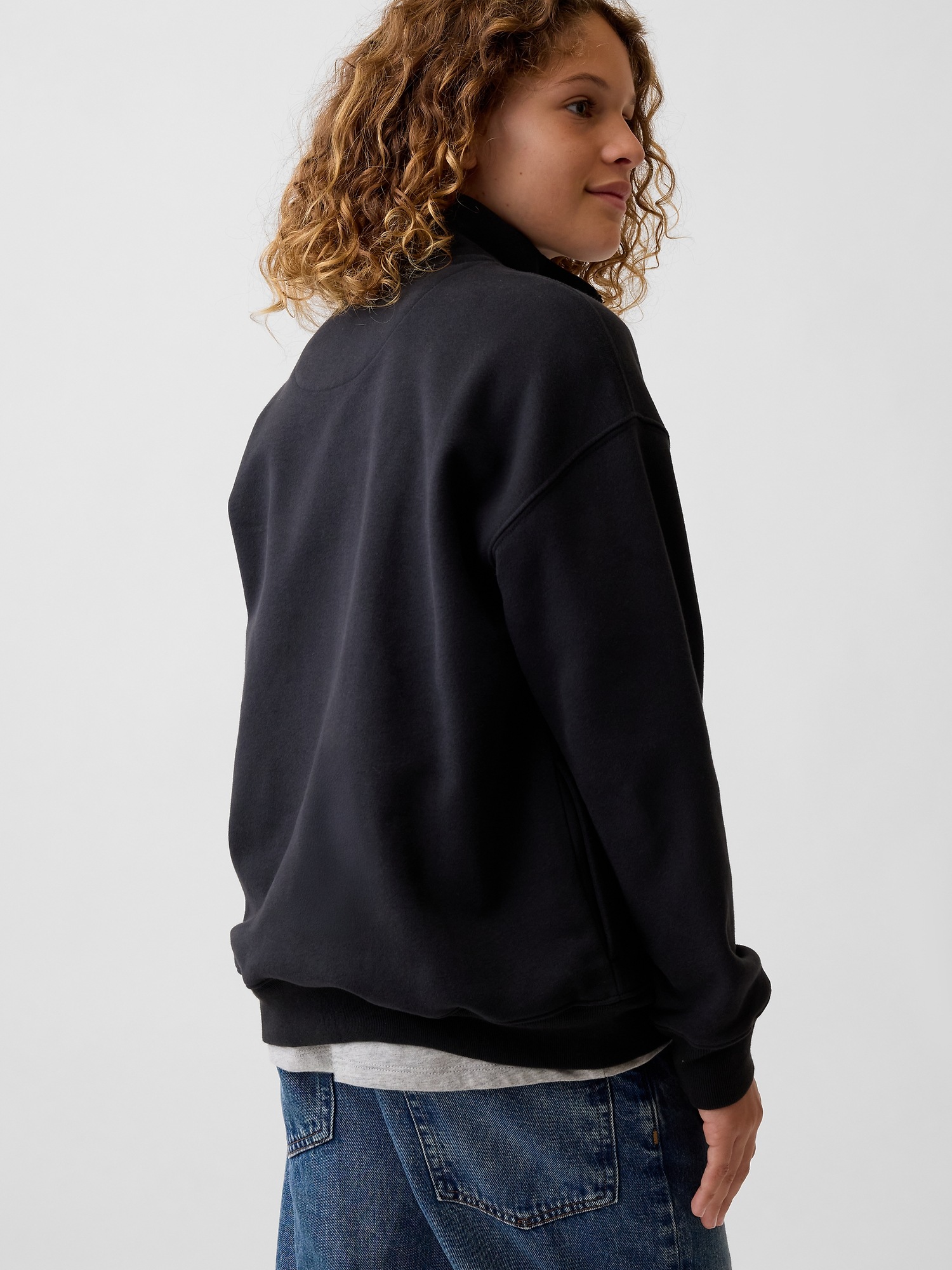 Детский свитер Gap VintageSoft Quarter-Zip Pullover, цвет: Moonless Night — фото 2