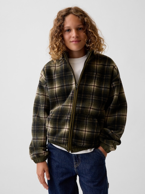 Kids Plaid Sherpa Zip Jacket