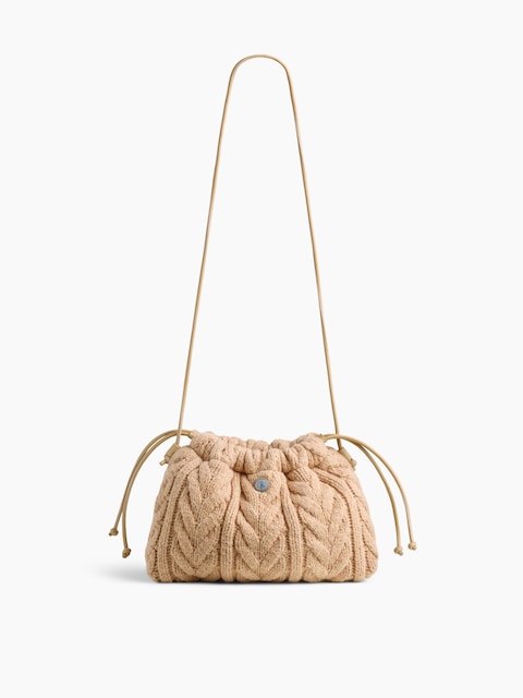 CashSoft Cable-Knit Pouchette