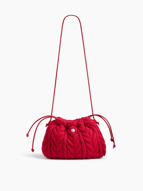 CashSoft Cable-Knit Pouchette
