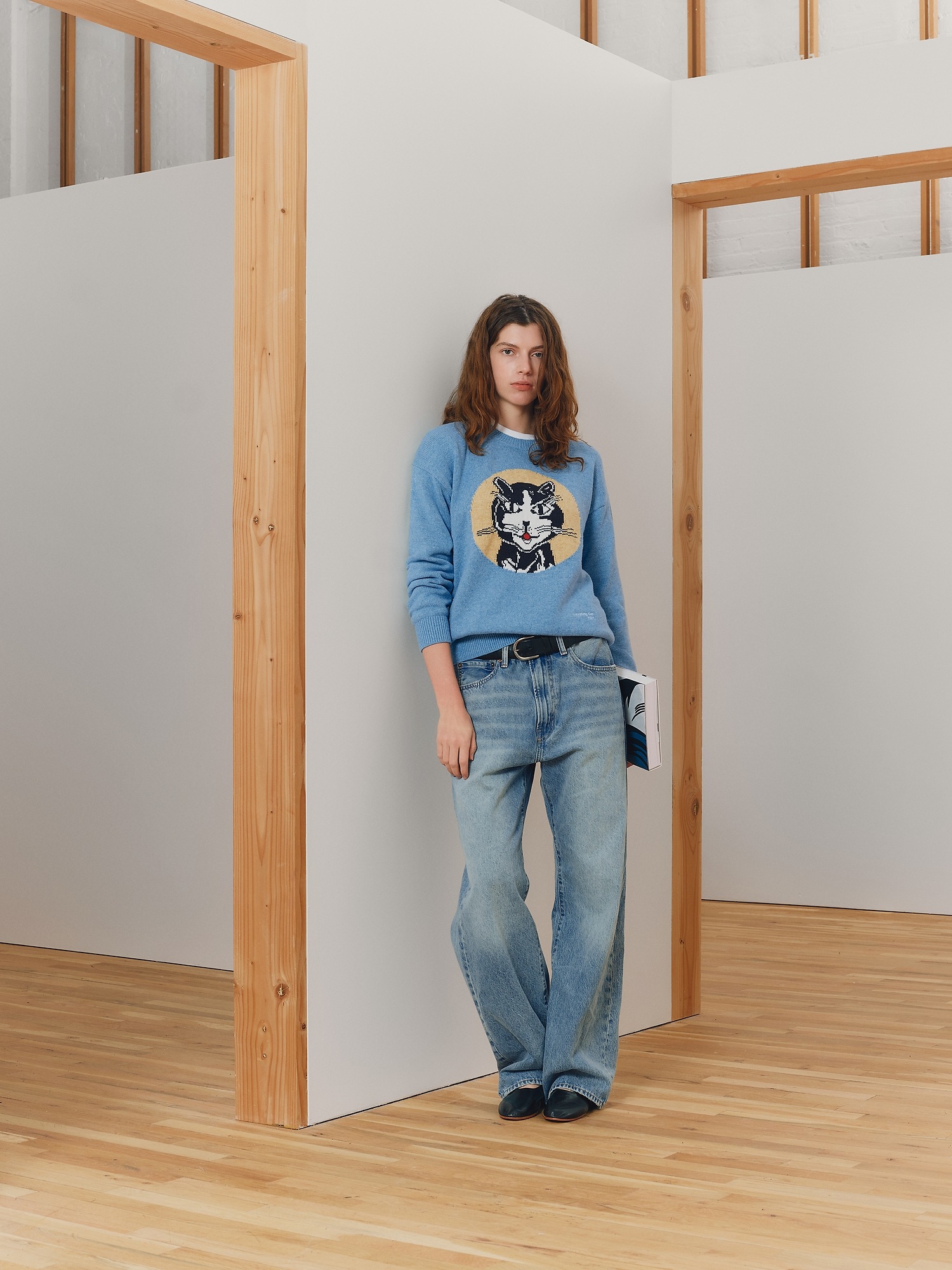 Женский свитер Gap | Lichtenstein | Whitney | Laughing Cat, цвет: Синий меланжевый — фото 7
