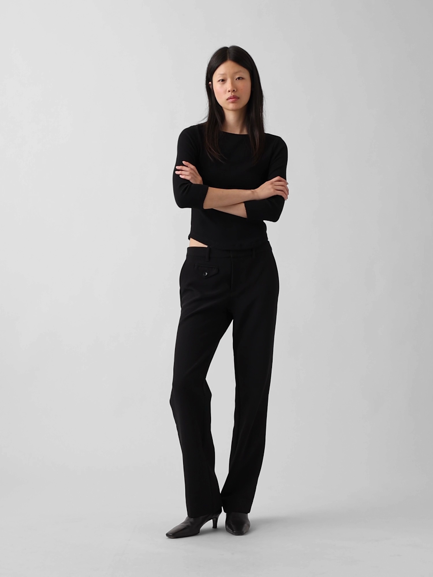 Женские брюки Gap Low Rise BiStretch, цвет: Чёрный — фото 7