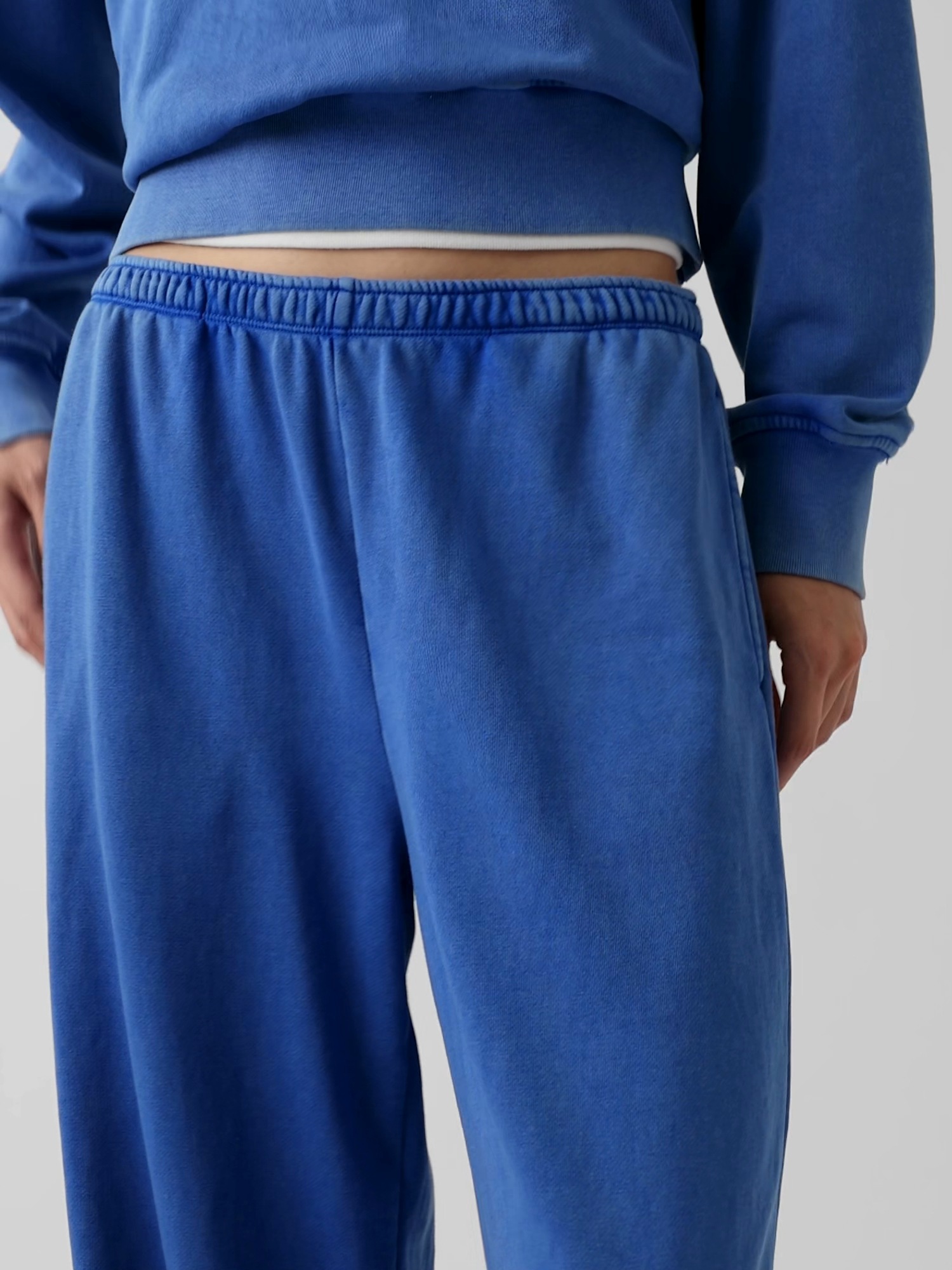 Женские брюки Gap Mid Rise VintageSoft Terry Loose Sweatpants, цвет: Тёмно-синий — фото 7