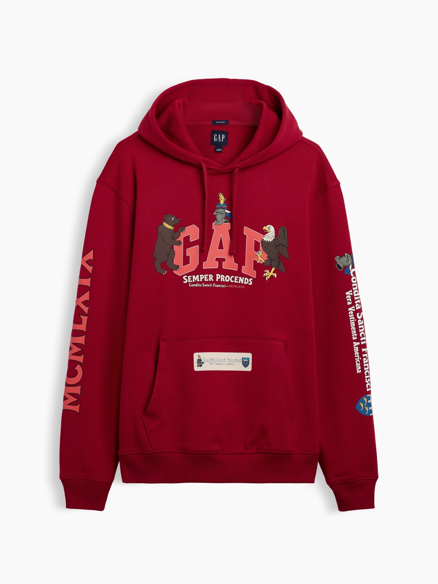 Мужское худи Gap Adult Heavyweight Logo by Edward Crutchley, цвет: Красный — фото 7
