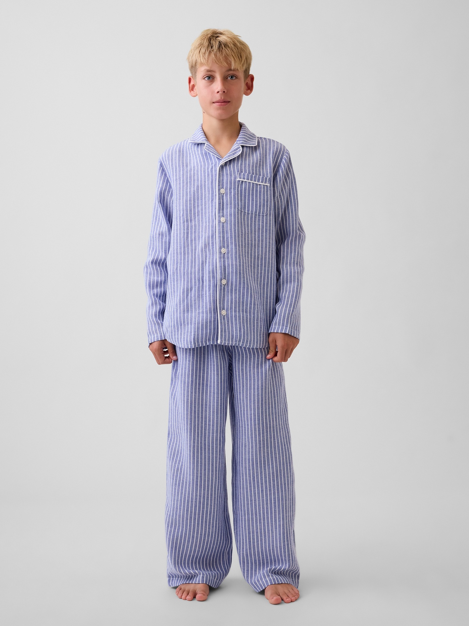 Детская рубашка Gap Recycled Flannel PJ, цвет: Синий — фото 2