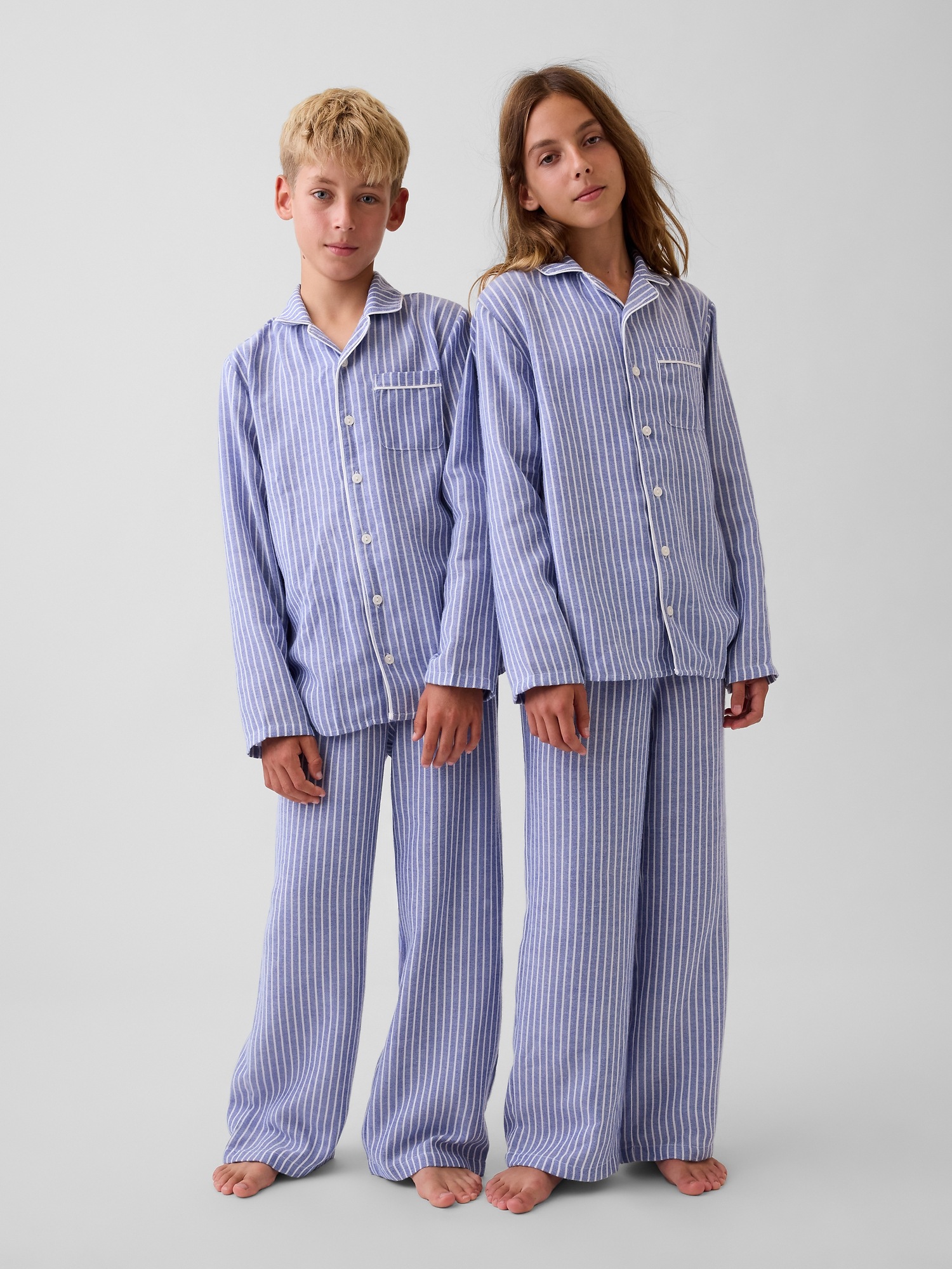 Детская рубашка Gap Recycled Flannel PJ, цвет: Синий