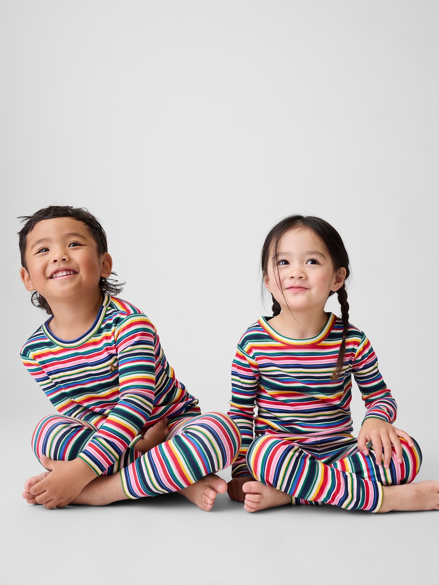 Пижамный комплект для детей, хлопок, в полоску — Gap, цвет: Happy Stripes