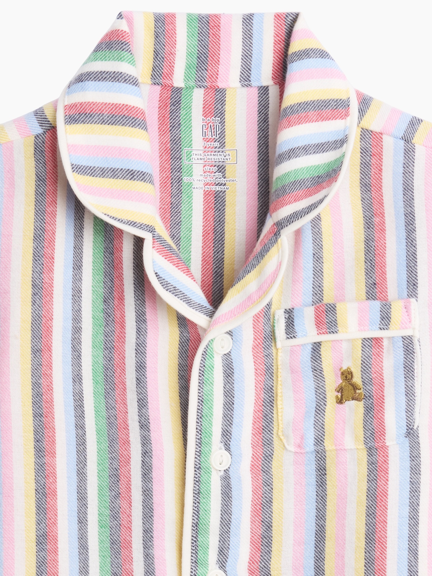 Пижамный комплект для детей, фланель — Gap, цвет: Happy Stripes — фото 5