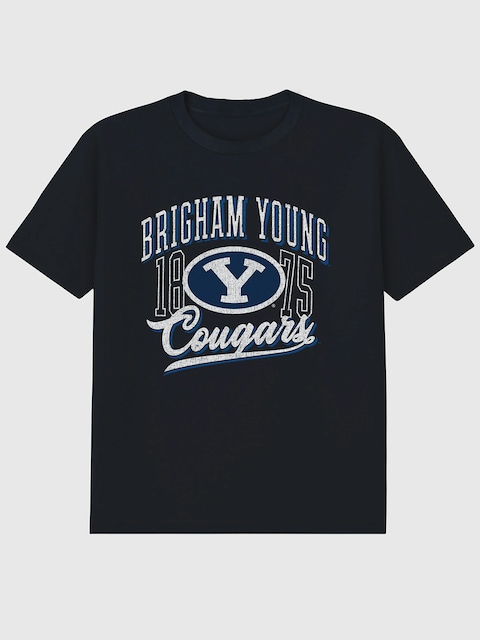Brigham Young University Classic Vintage Script Emblem Dark Graphic T-Shirt