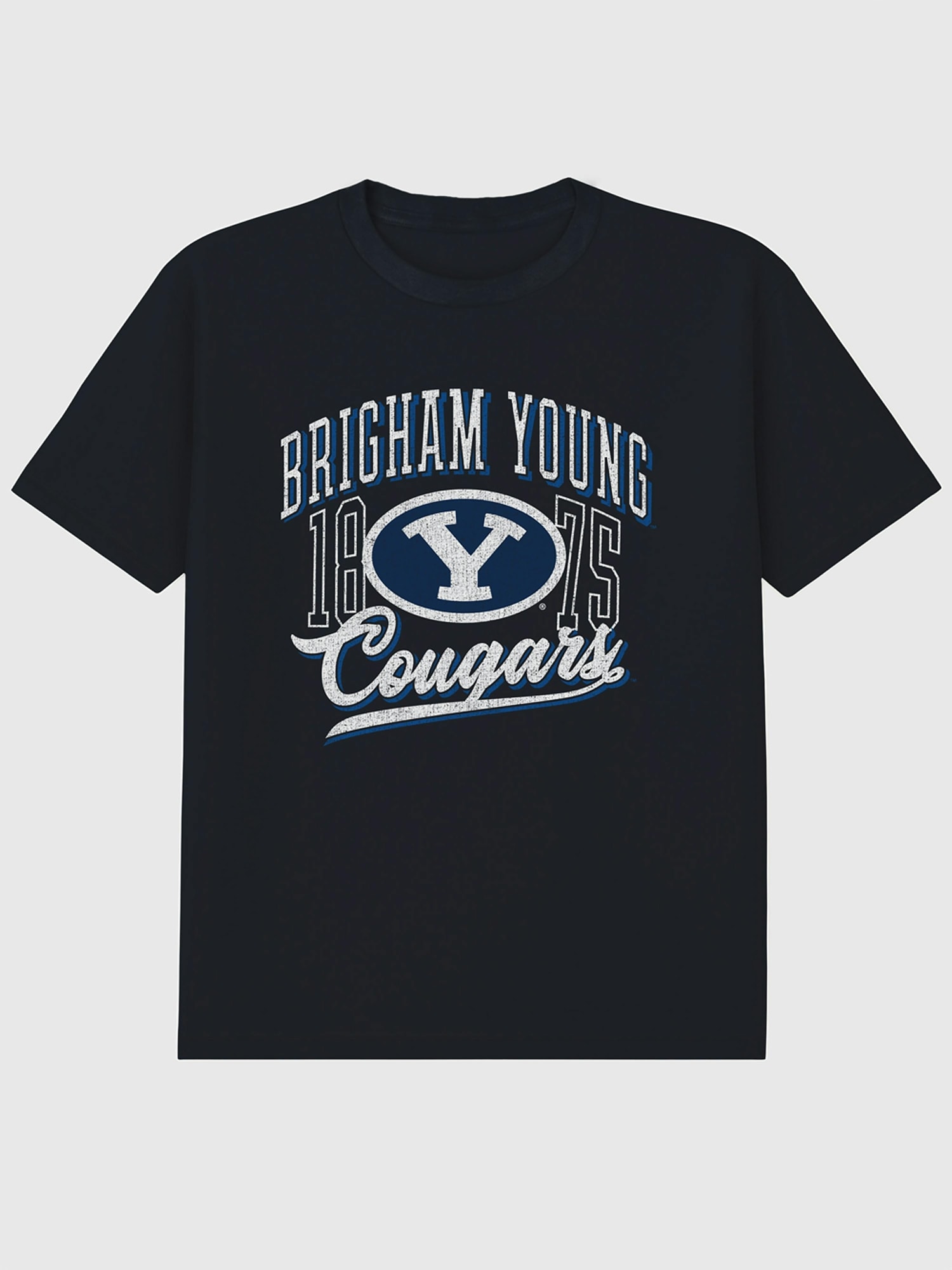 Мужская футболка Gap Brigham Young University Classic Vintage Script Emblem Dark Graphic, цвет: Чёрный