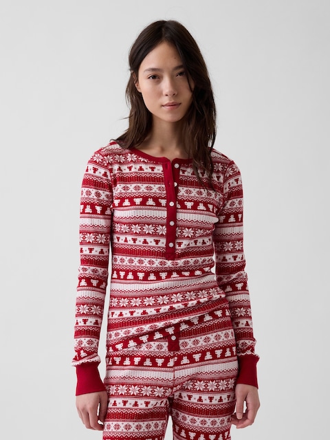 Waffle Henley PJ Top