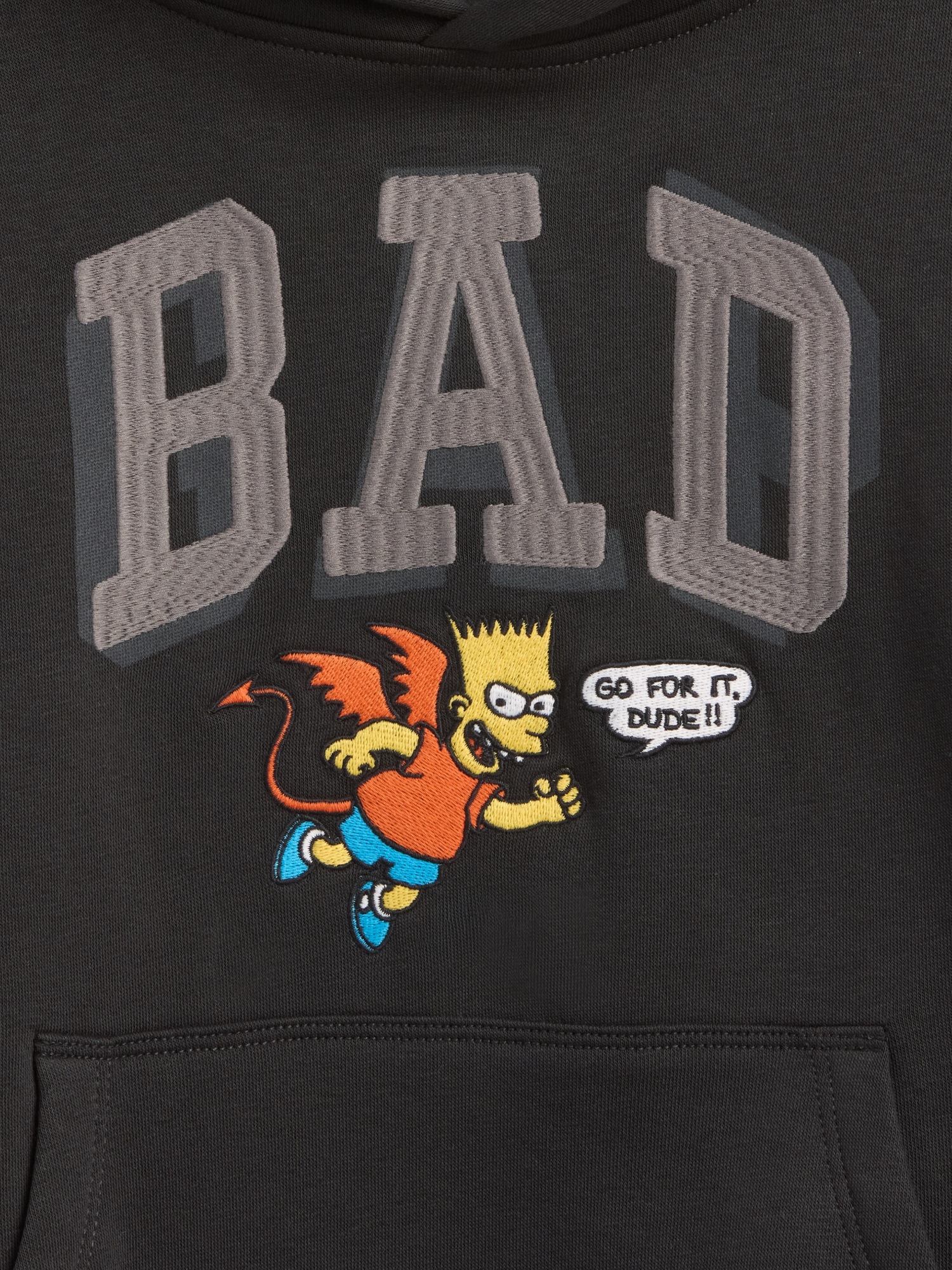Детское худи Gap VintageSoft с логотипом The Simpsons Bad, цвет: Чёрный — фото 6