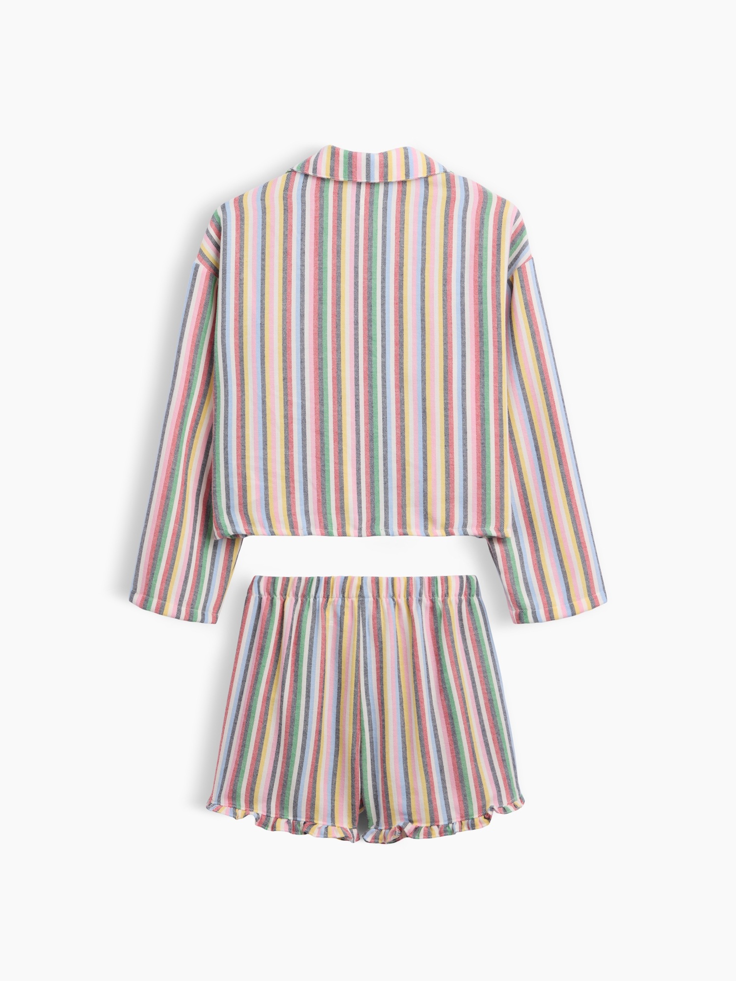 Пижамный комплект для детей, с шортами, фланель — Gap, цвет: Happy Stripes — фото 2