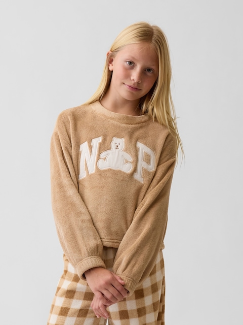 Kids Recycled Sherpa NAP Logo PJ Top