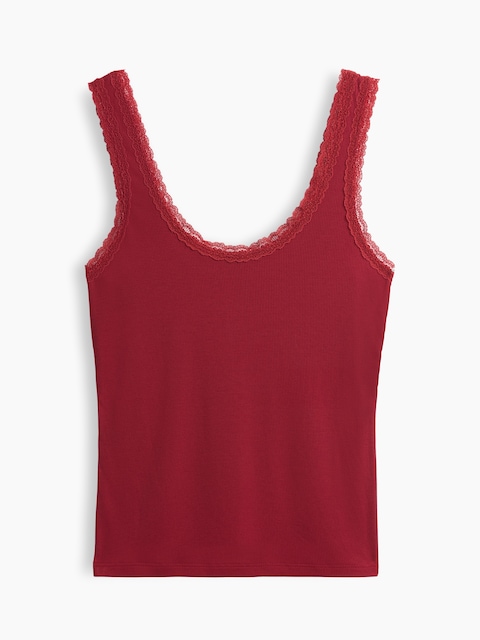 Mini Rib Lace-Trim PJ Tank Top