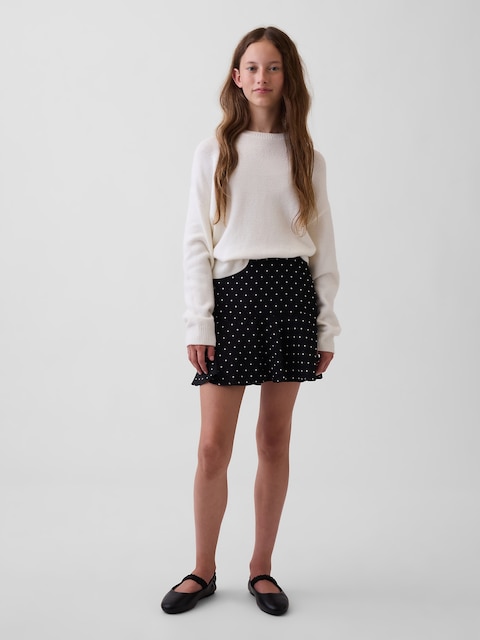 Kids Satin Dot Tiered Skirt