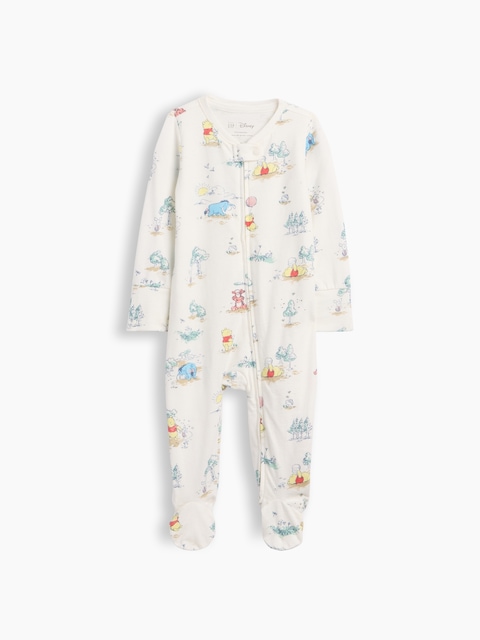 Baby Winnie The Pooh Organic Cotton Footed One-Piece