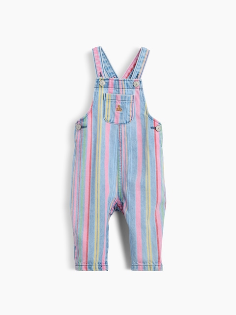 Baby Rainbow Stripe Denim Overalls