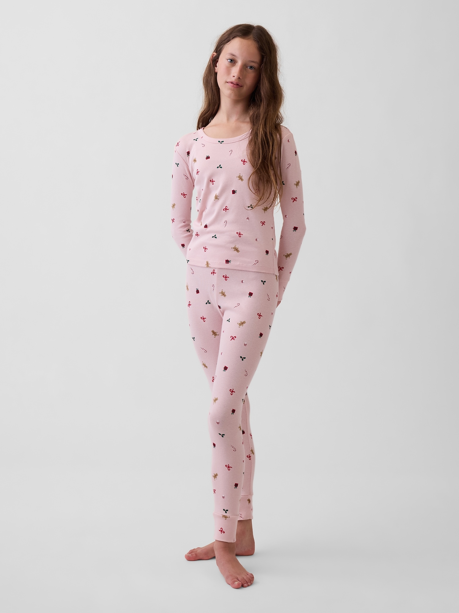 Gap Kids Organic Brushed Cotton Pj Set In Pink