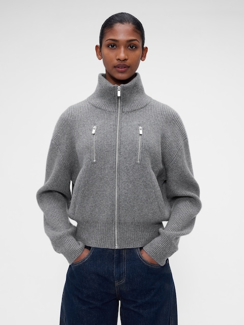 Gap × Victoria Beckham Wool-Cashmere Zip Sweater