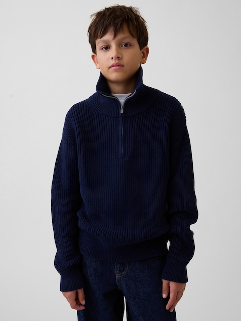 Kids 100% Cotton Half-Zip Sweater