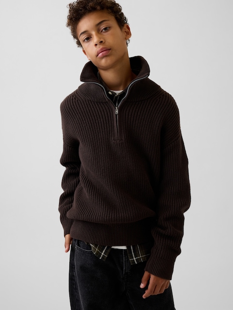Kids 100% Cotton Half-Zip Sweater