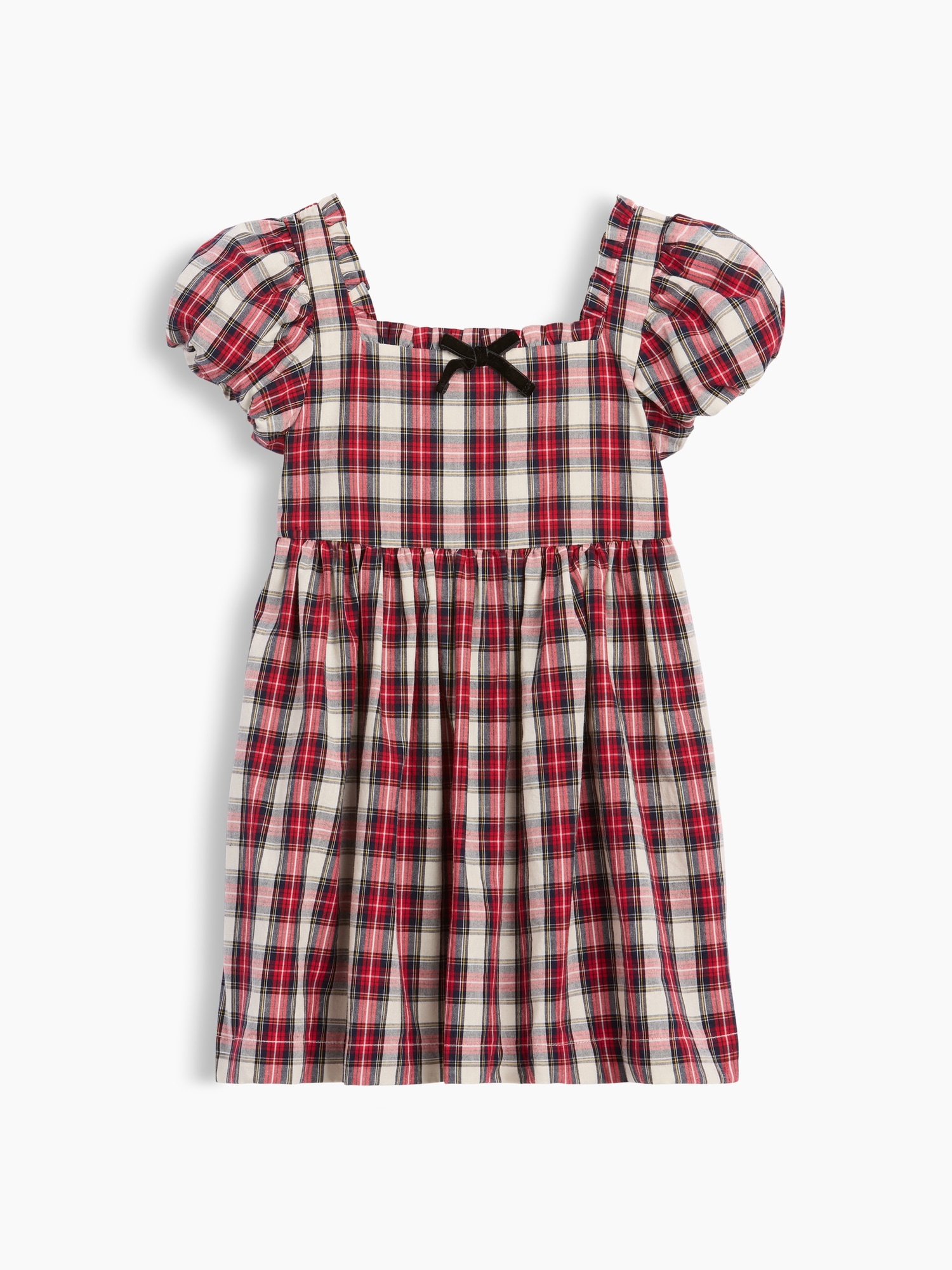 Платье Gap Poplin Plaid Dress для малышей, цвет: Белый красный клетчатый