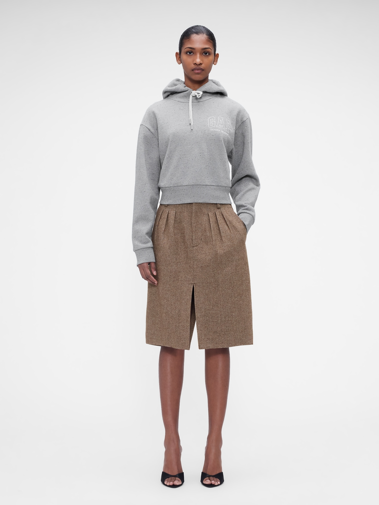 Gap × Victoria Beckham Wool-Blend Herringbone Skirt
