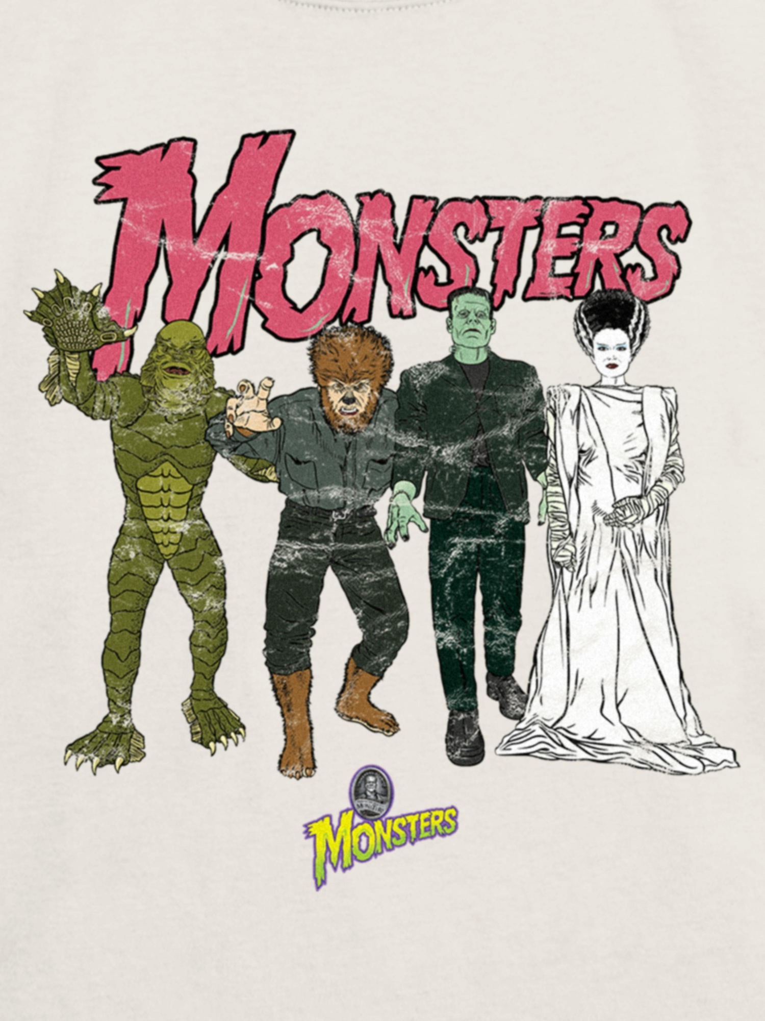 Детская футболка Gap Universal Monsters Vintage Graphic, цвет: Молочный белый — фото 3