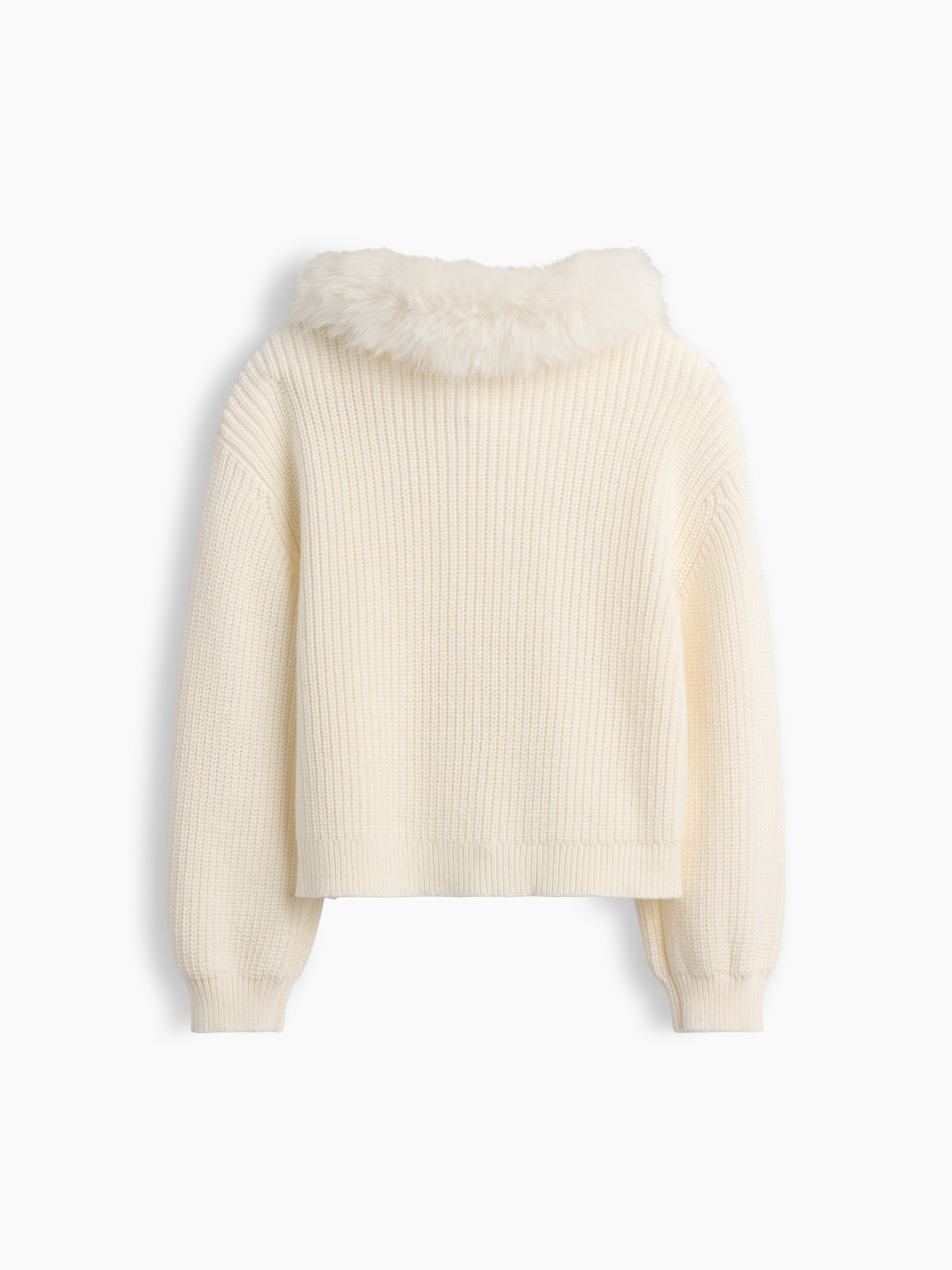 Кардиган Gap Faux Fur Collar Cardigan Sweater для малышей, цвет: Слоновая кость морозный — фото 2