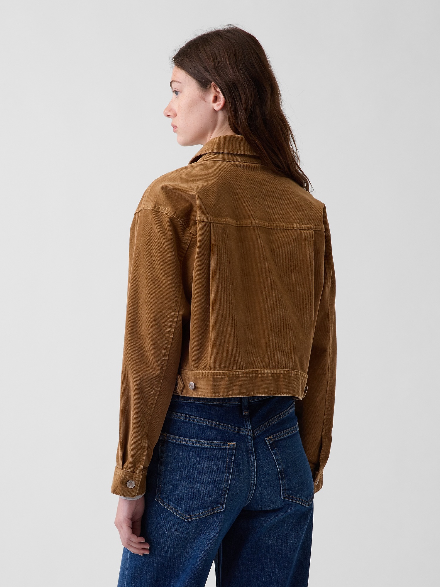 Женская куртка Gap Corduroy Crop Jacket, цвет: Коричневый — фото 3