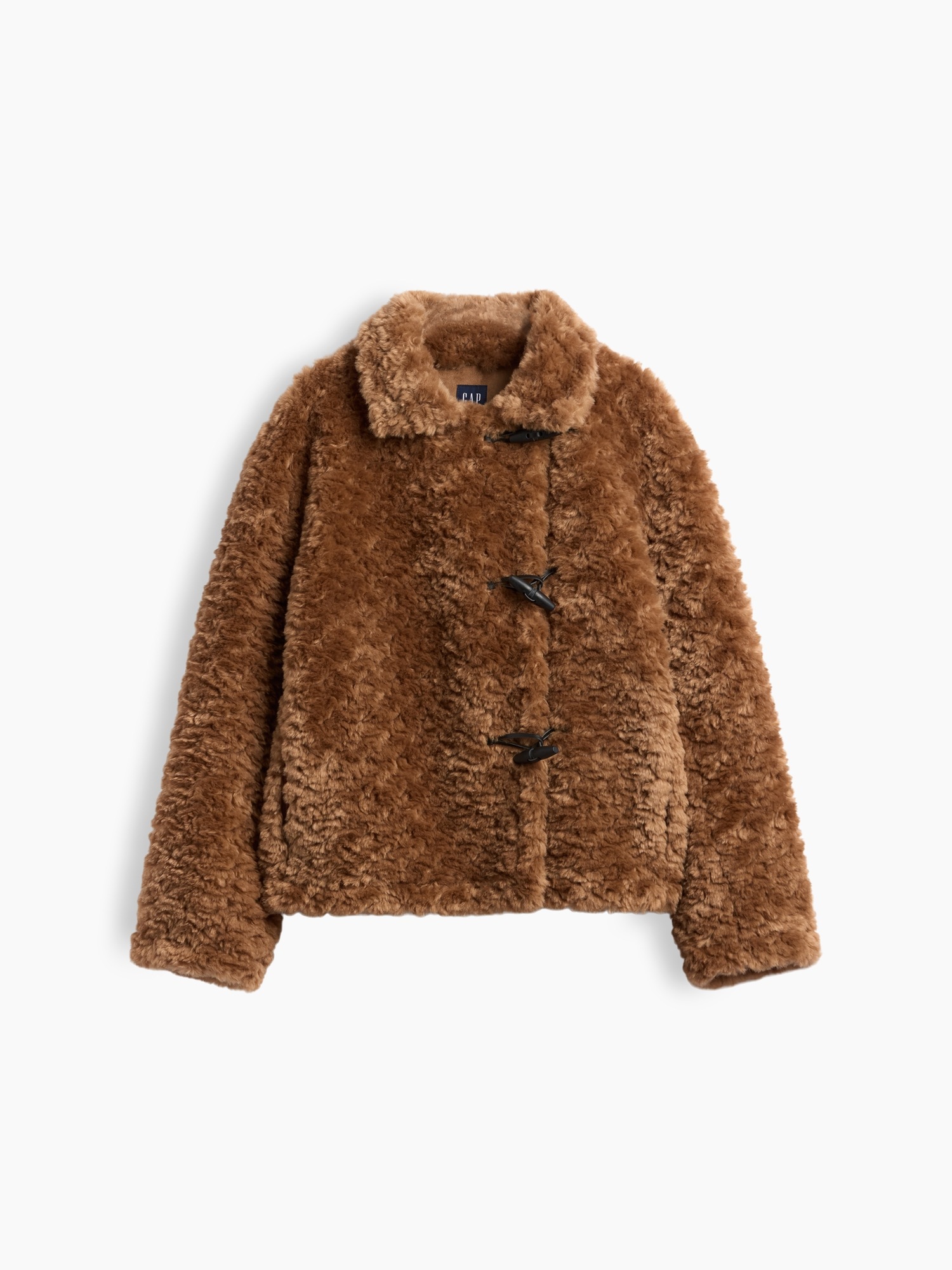 Женское пальто Gap Sherpa & Vegan Suede Toggle, цвет: Коричневый — фото 5