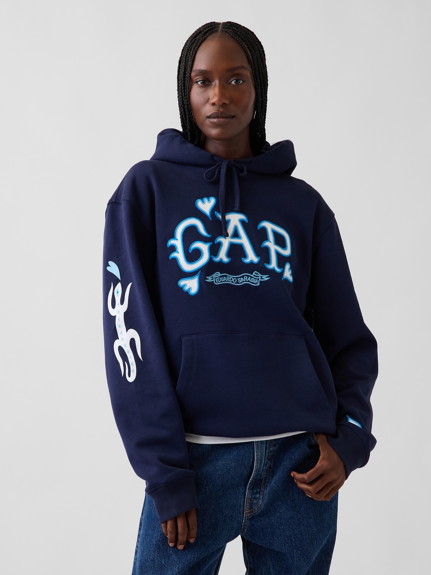 Мужское худи Gap Adult Heavyweight Logo by Eduardo Sarabia, цвет: Синий — фото 5