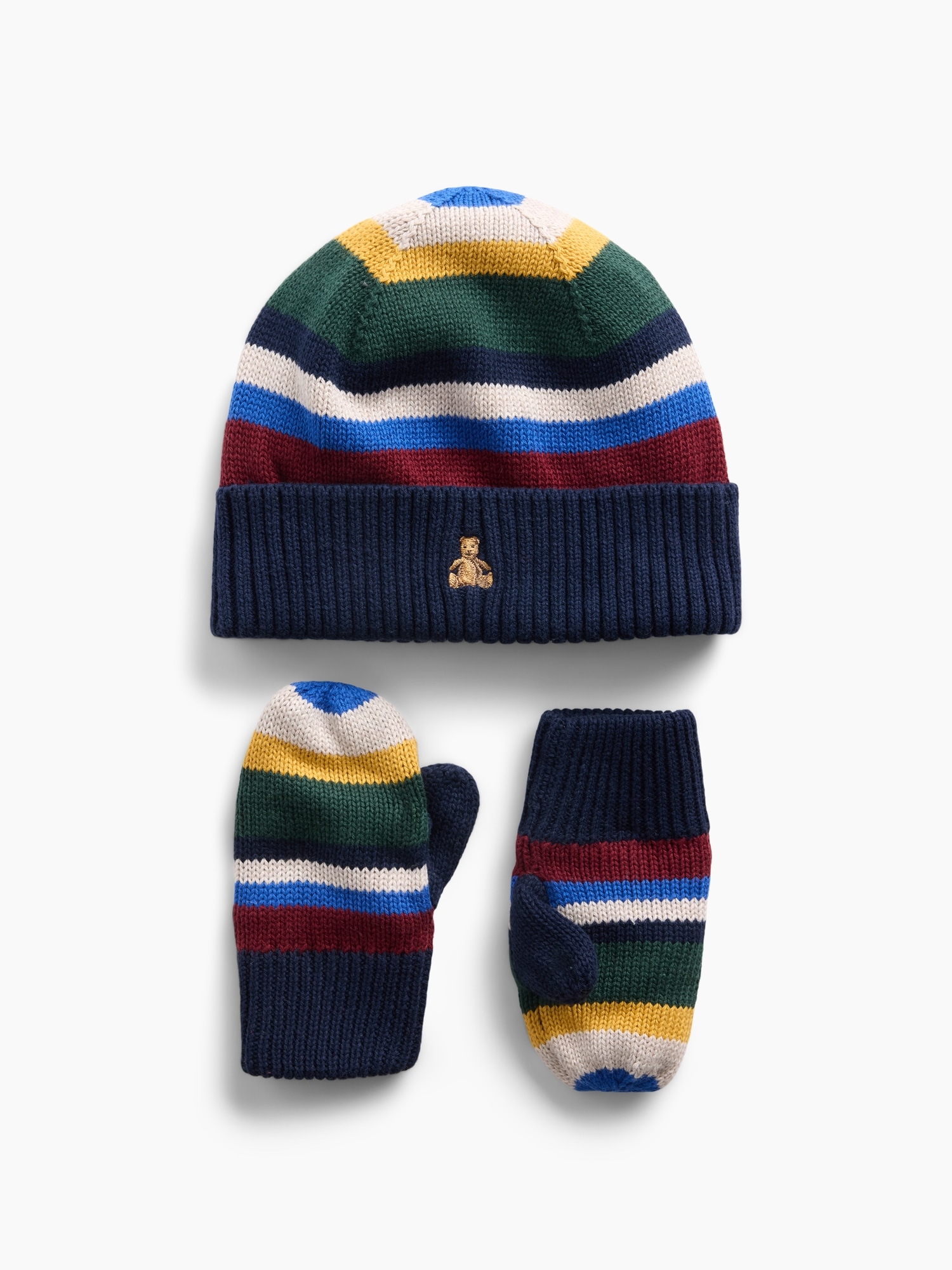 Gap Baby & Toddler Cashsoft Happy Stripe Beanie & Mittens Set