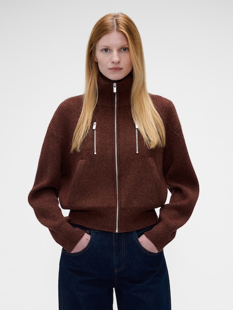 Gap × Victoria Beckham Wool-Cashmere Zip Sweater
