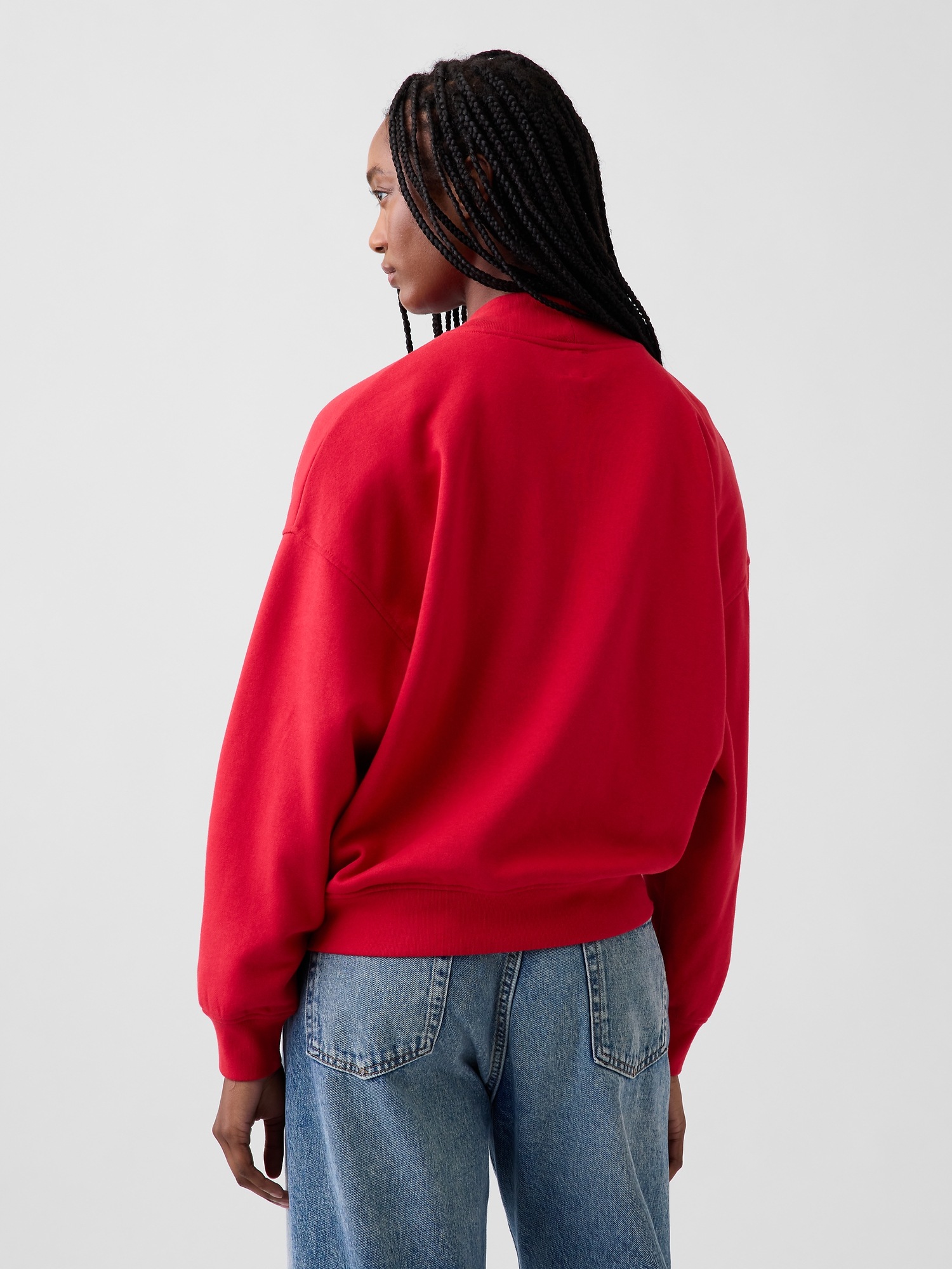 Женская толстовка Gap VintageSoft Oversized Happy Stripe Logo Mockneck, цвет: Красный — фото 3