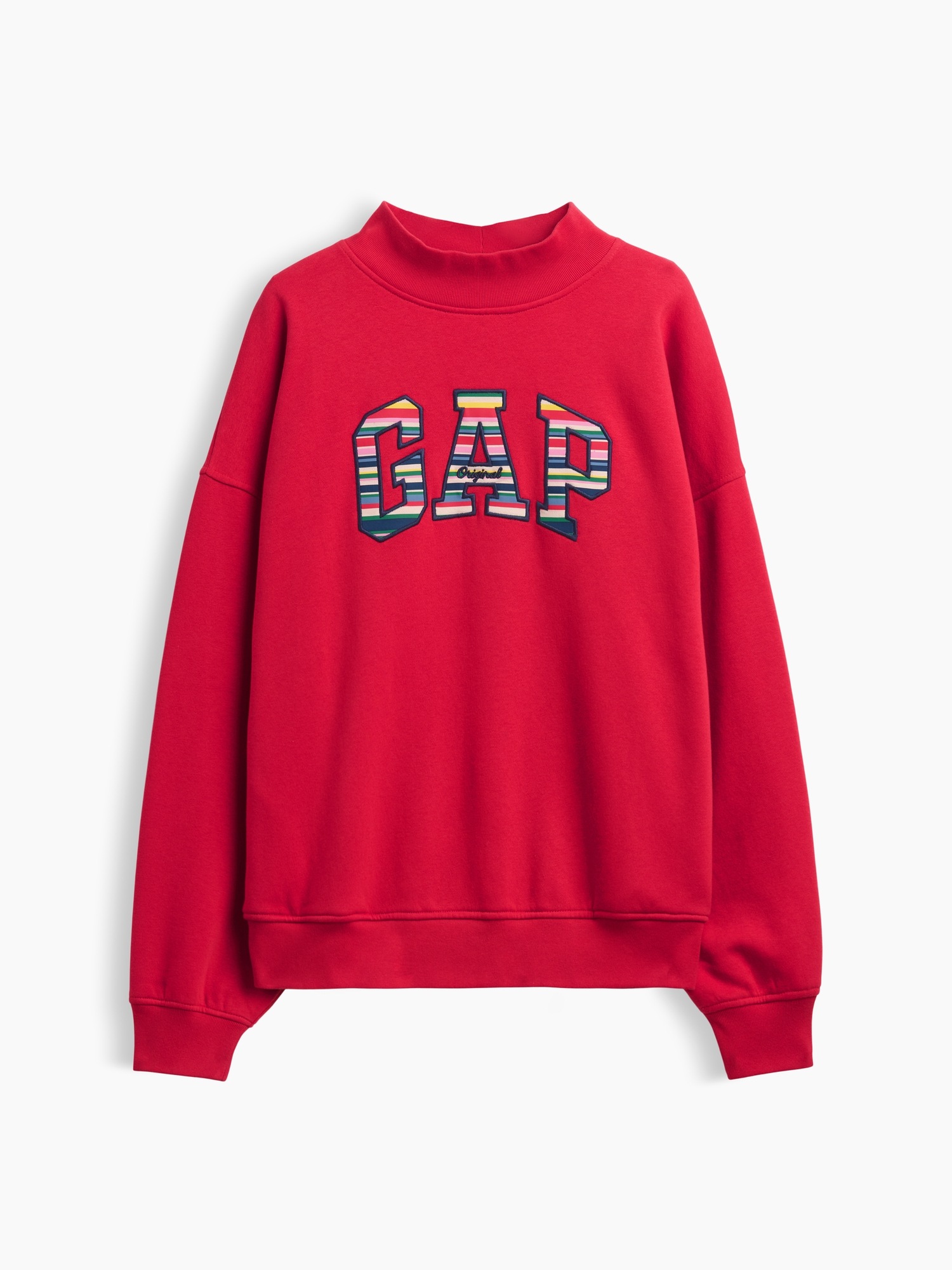 Женская толстовка Gap VintageSoft Oversized Happy Stripe Logo Mockneck, цвет: Красный — фото 5